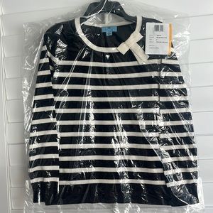 Cece brand new navy white sweater with bow detail size small brand new